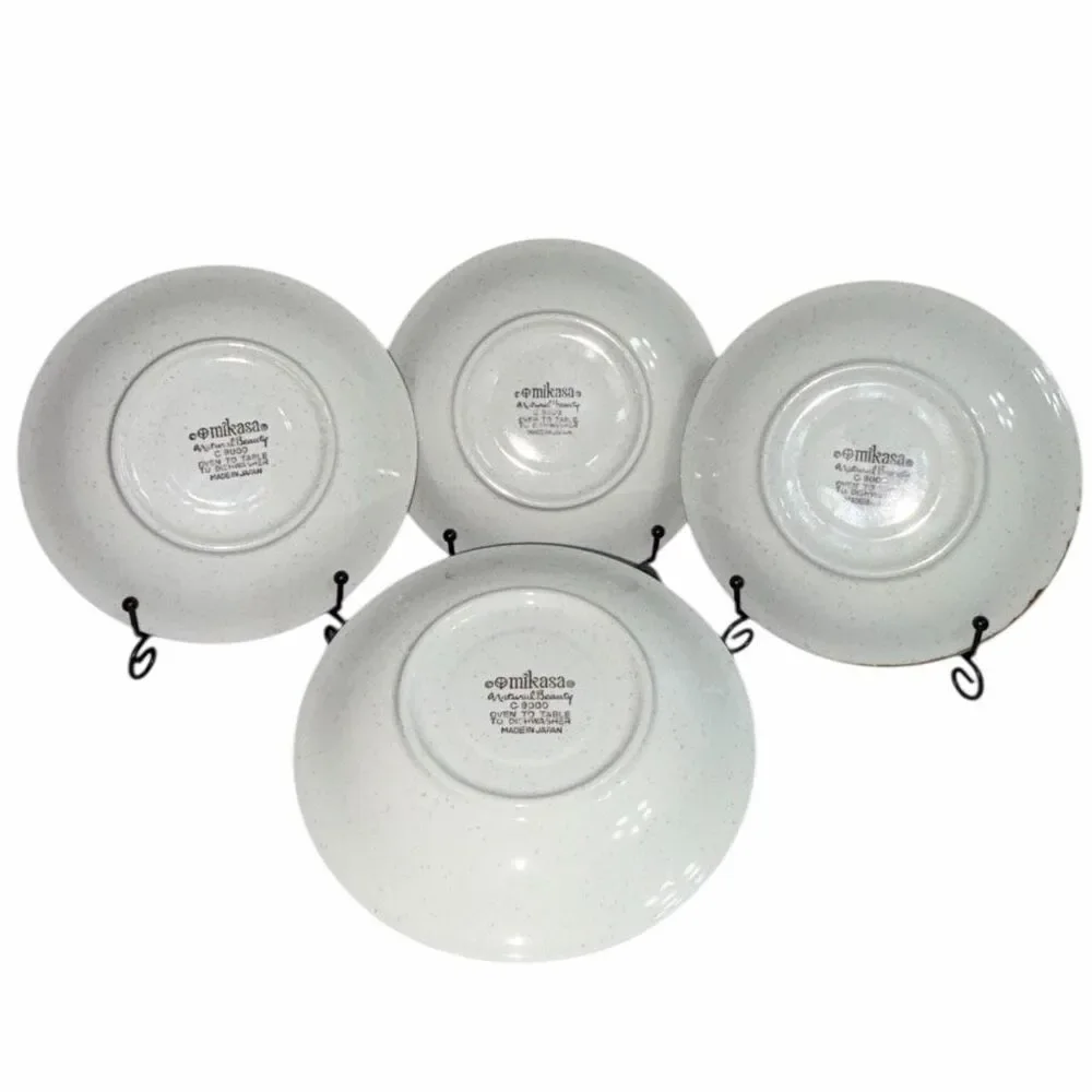 Vintage Mikasa Natural Beauty C9000 Bread Plates Set of 4 Speckled Stoneware Jap